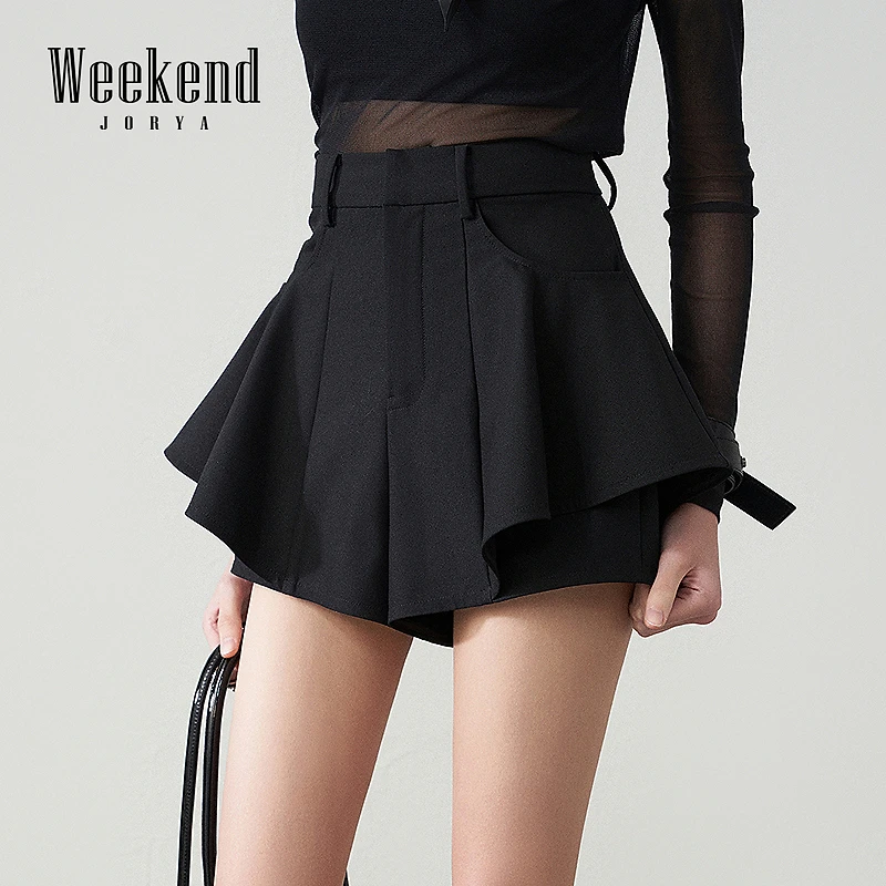 【商场同款】卓雅周末新款高腰百搭A字双层拼接裙裤R220802A