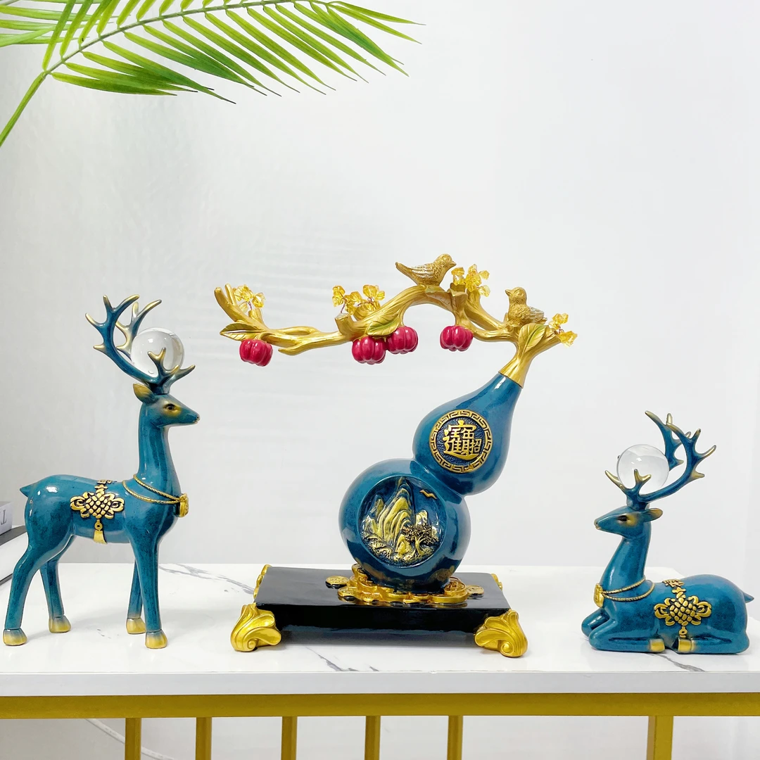 家居酒柜装饰品客厅玄关创意工艺品葫芦鹿摆件送礼搬新家