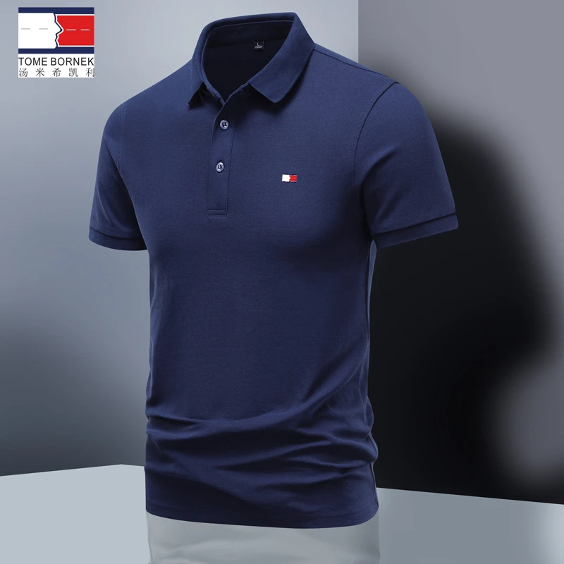汤米希凯利刺绣新款POLO衫男士短袖透气休闲商务翻领上衣半袖宽松