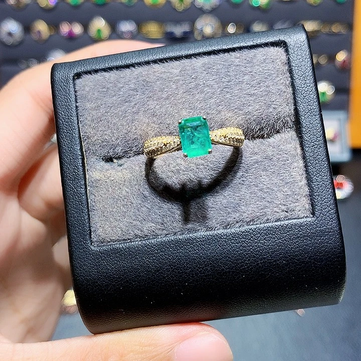 祖母绿戒指银S925镶嵌