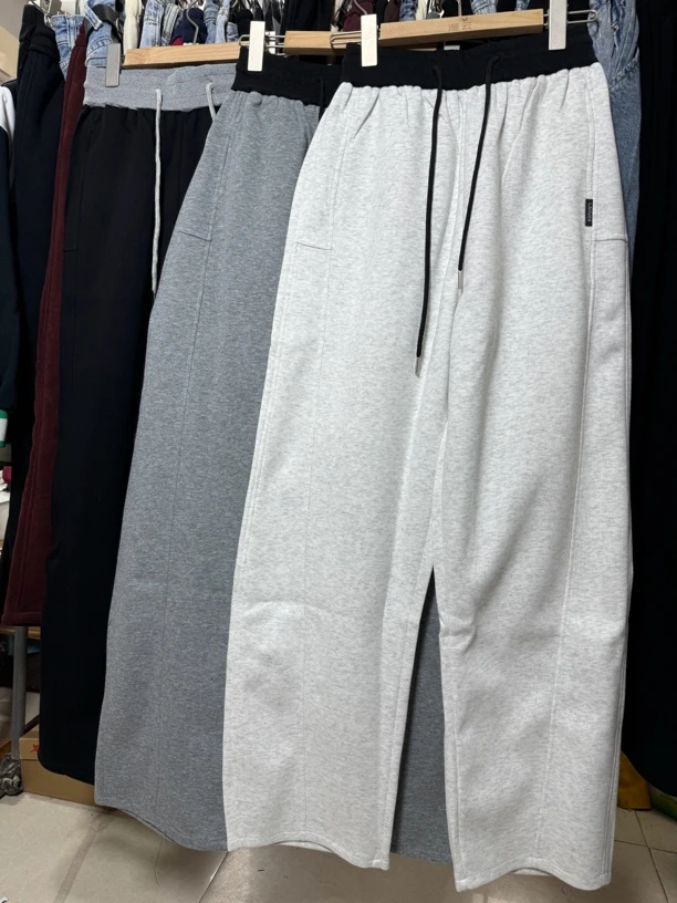 撞色万能腰拼接春款爆款弯刀裤休闲时尚百搭直筒香蕉裤