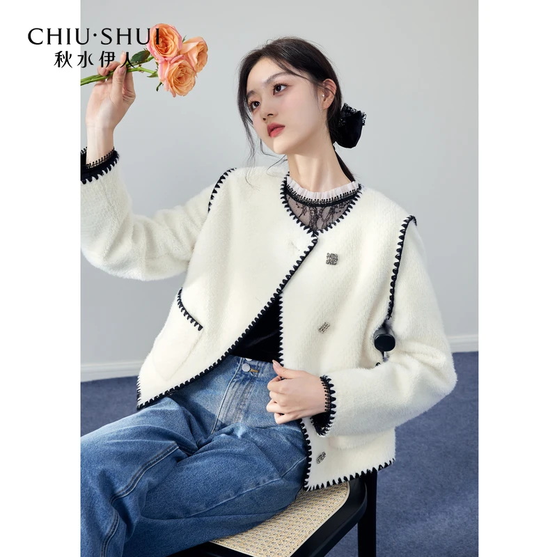 【芋总专属】秋水伊人经典圆领黑白撞色小香风短外套别623408D07048