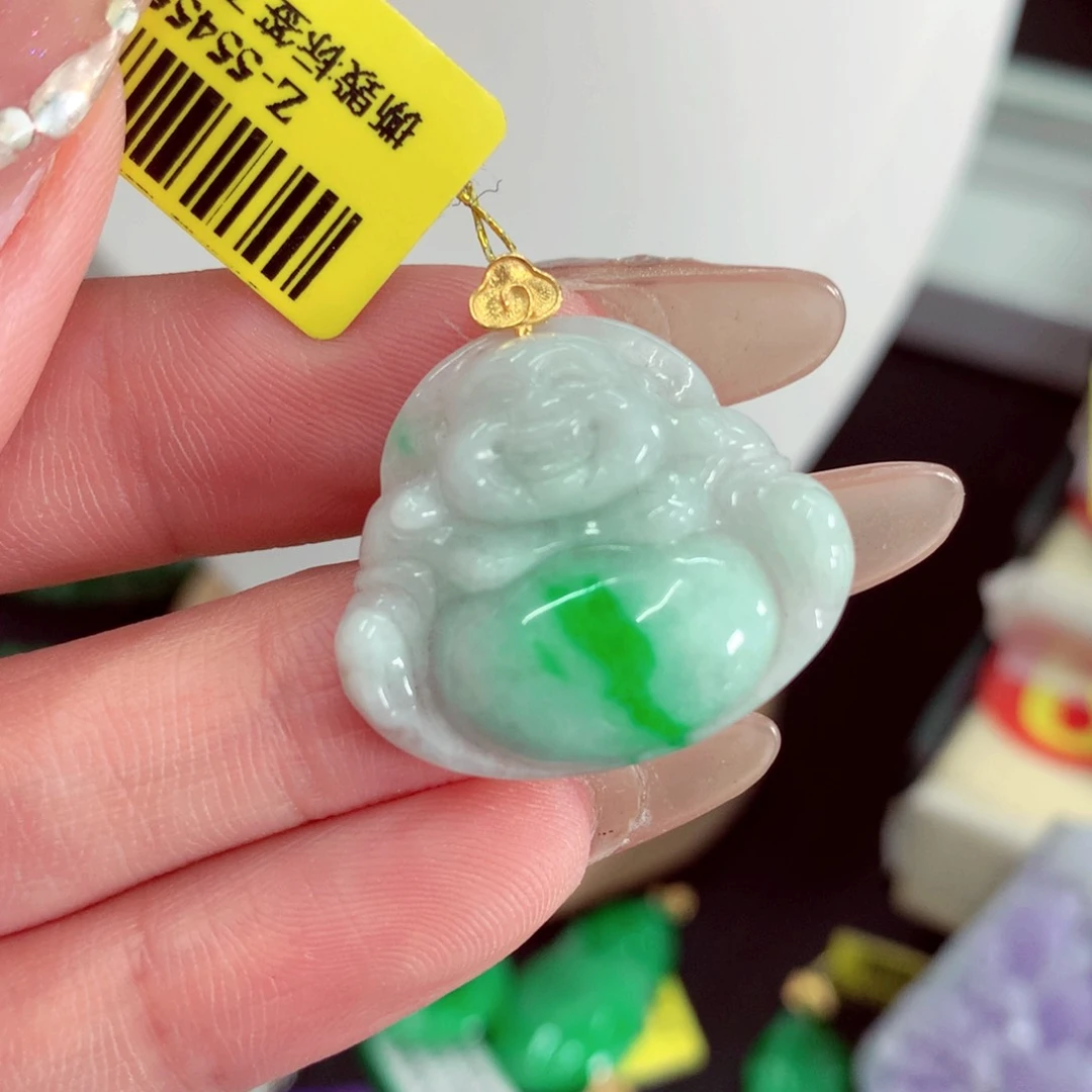翡翠18K金镶嵌吊坠(不含链)