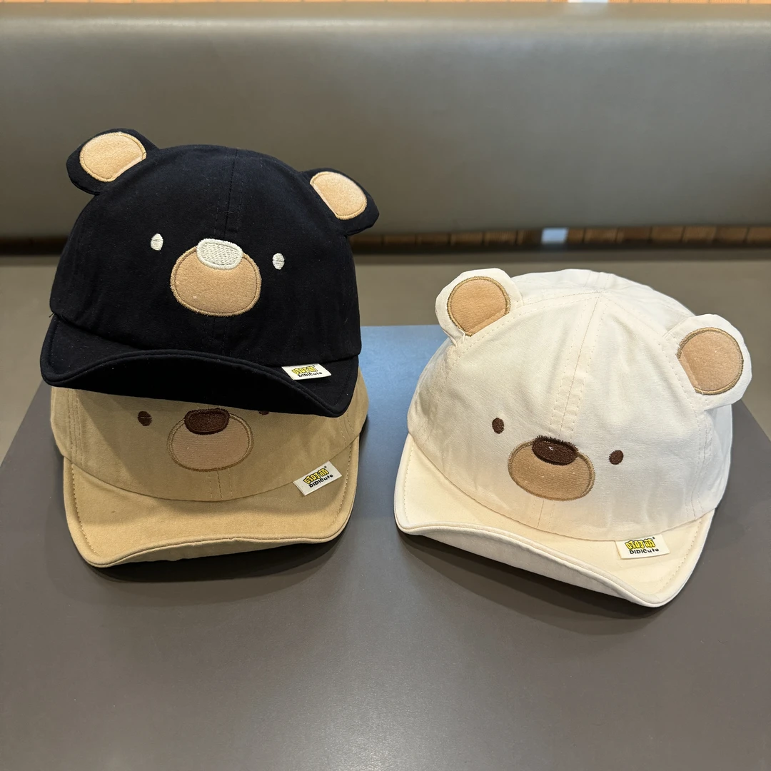 婴儿帽子春秋韩版男孩小熊鸭舌帽宝宝防晒透气薄款软檐小童遮阳帽