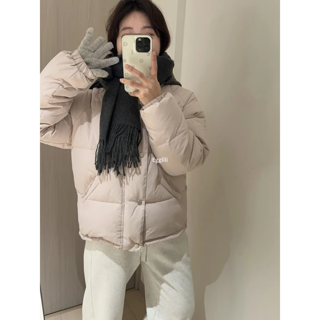 【立领插肩袖羽绒服】韩系90新国标白鸭绒