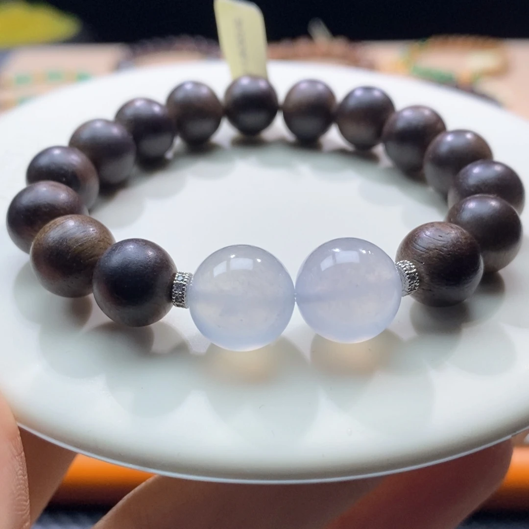 翡翠未镶嵌颈饰翡翠高冰茅台白圆珠手串12.6mm