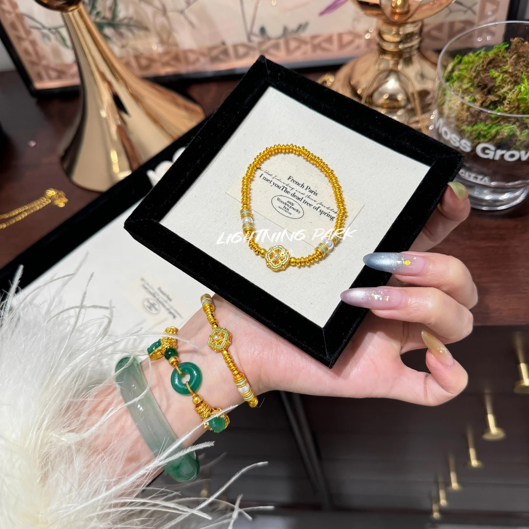 镀K金【霹雳配饰公园】新中式四叶花窗单圈复古手链