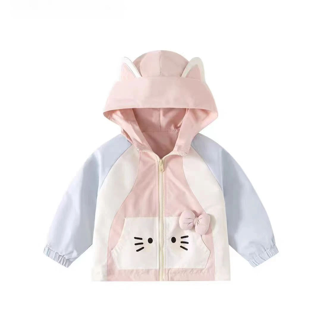 2025秋季新款女宝洋气百搭幼儿园卡通山系撞色冲锋衣外套