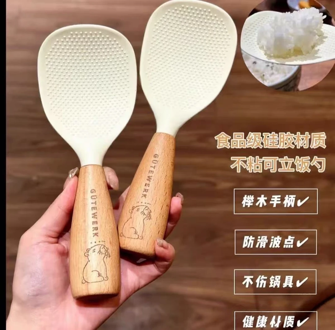 食品级硅胶饭勺家用铲子立式耐高温打饭勺子米饭电饭煲盛饭站立勺