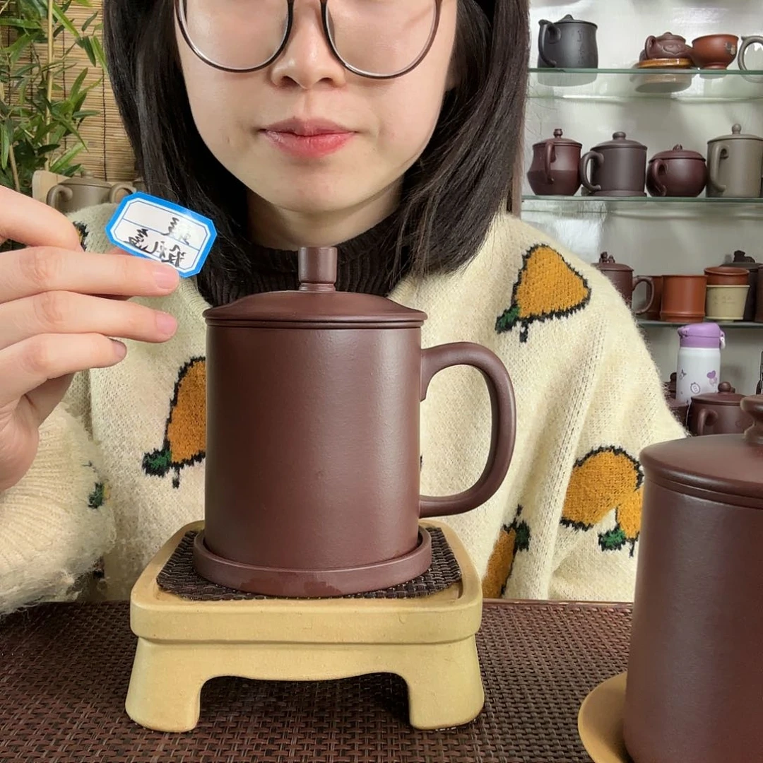 紫砂茶杯中槽清正气四件套没礼盒微瑕400CC左右