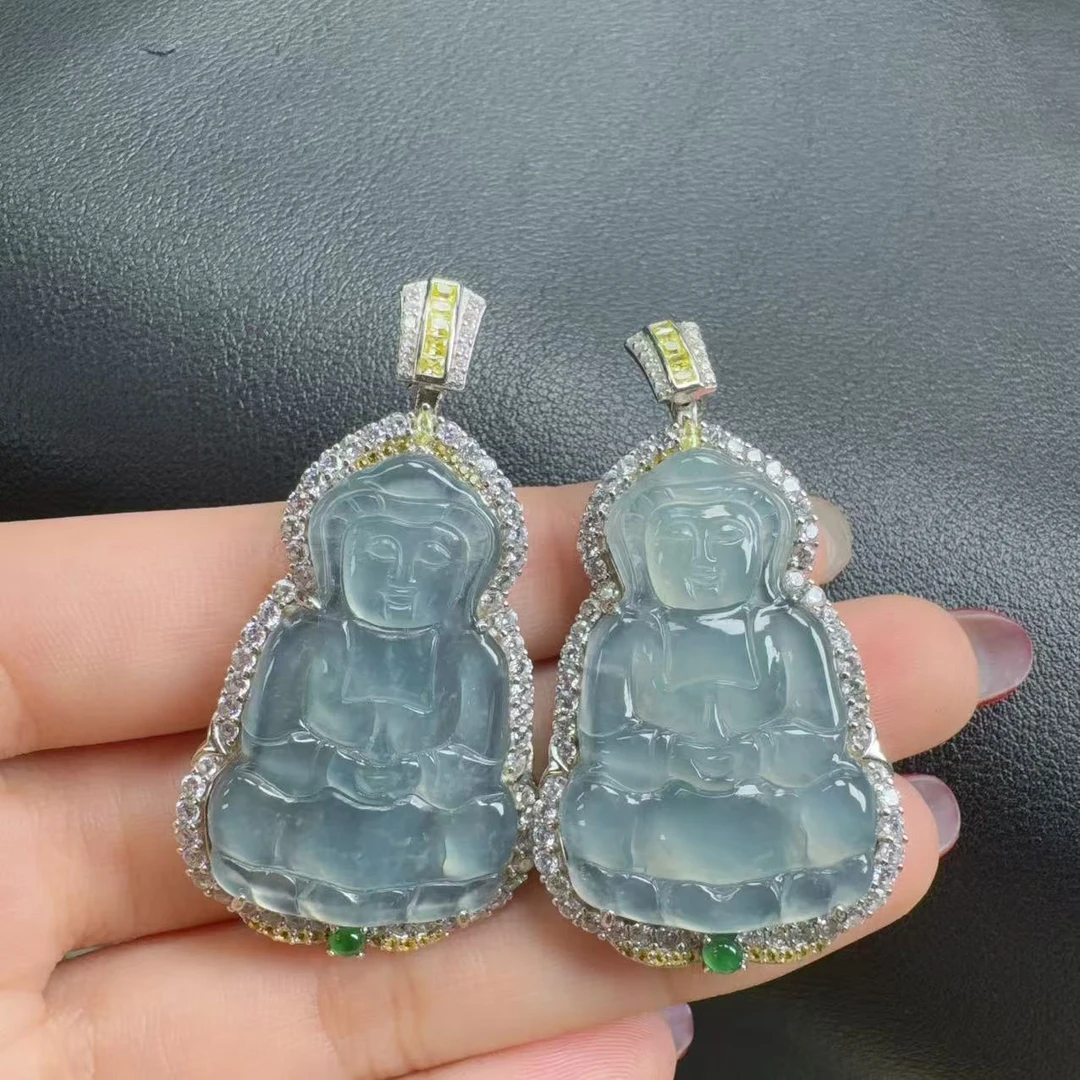 82-31848/Q28-天然A货翡翠观音吊坠-多样性发其一