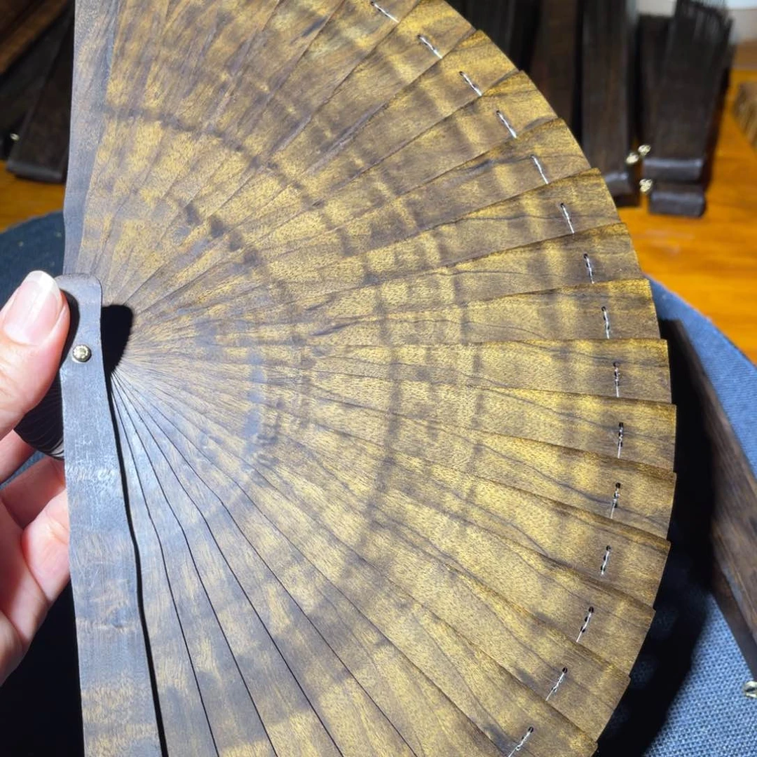 金丝楠倩**7金丝楠木小叶桢楠阴沉木扇子18公分