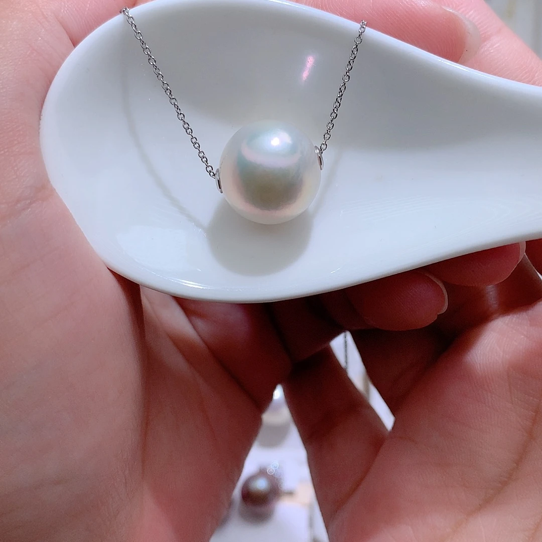 吊坠(赠链)银S925镶嵌淡水珍珠CC有瑕疵14.9mm