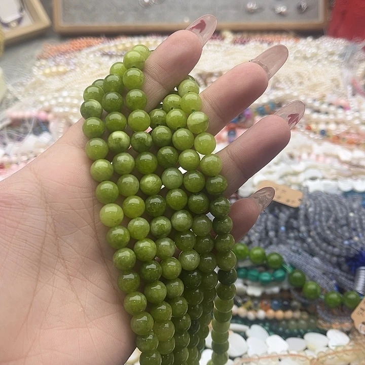 玛瑙/玉髓珠宝半成品未镶嵌一条8mm左右橄榄石