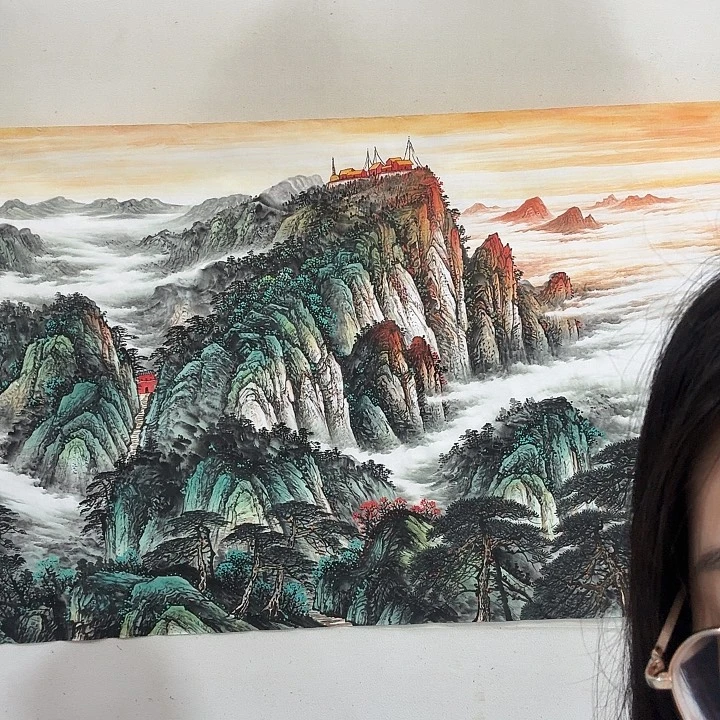 国画国画作品泰山任海鲜画