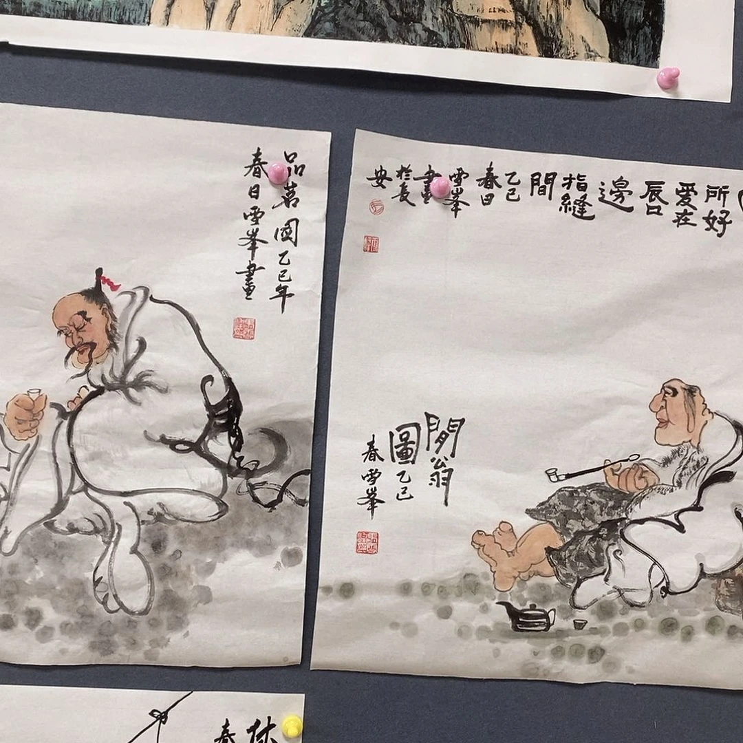 绝***ᴸ国画马雪峰50.50手绘画芯加托底