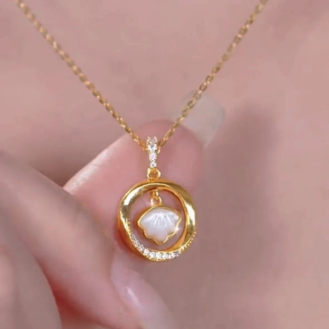 钛钢项链 钛钢一贝子贝壳形轻奢百搭项链气质灵动圈圈小众锁骨链