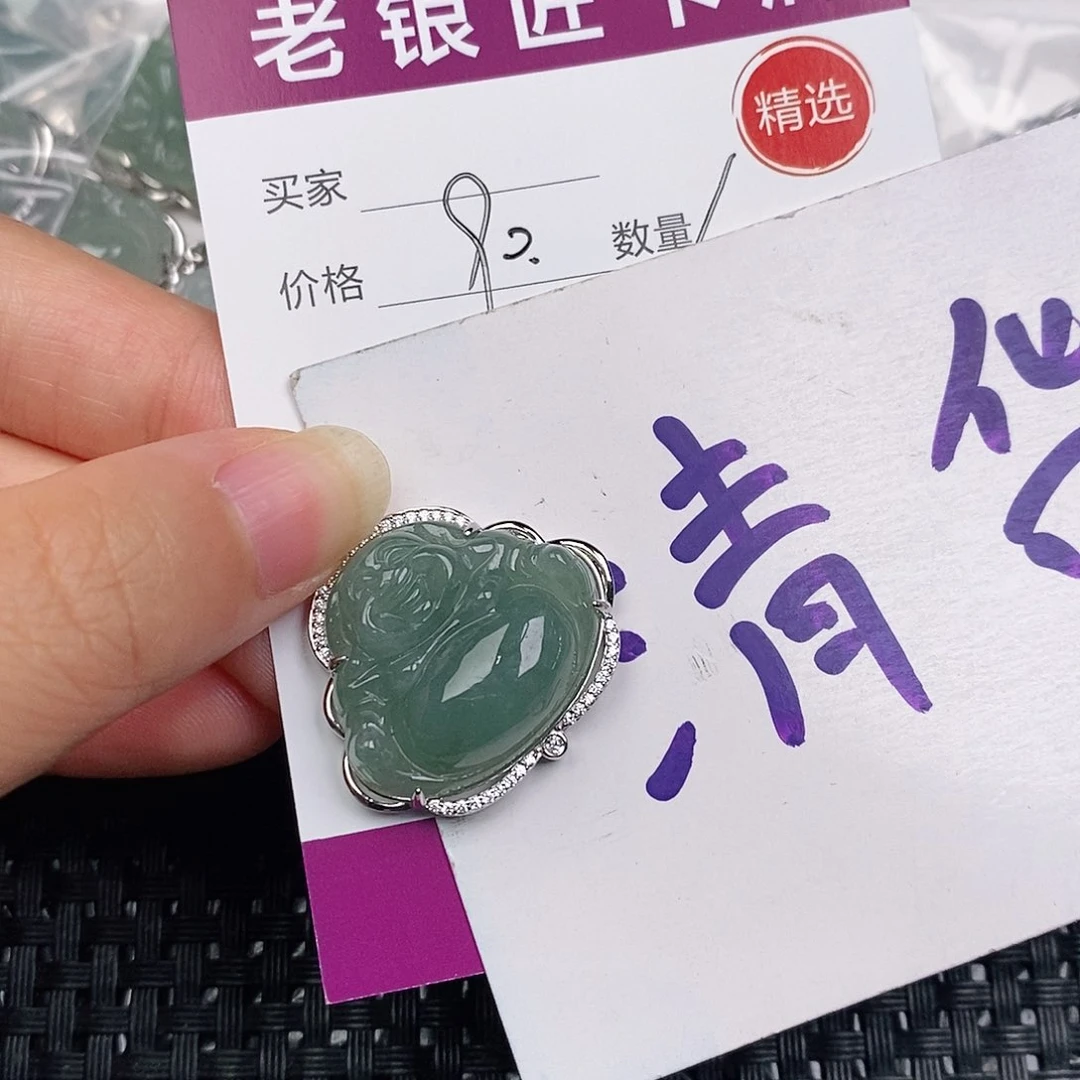 颈饰银S925镶嵌翡翠