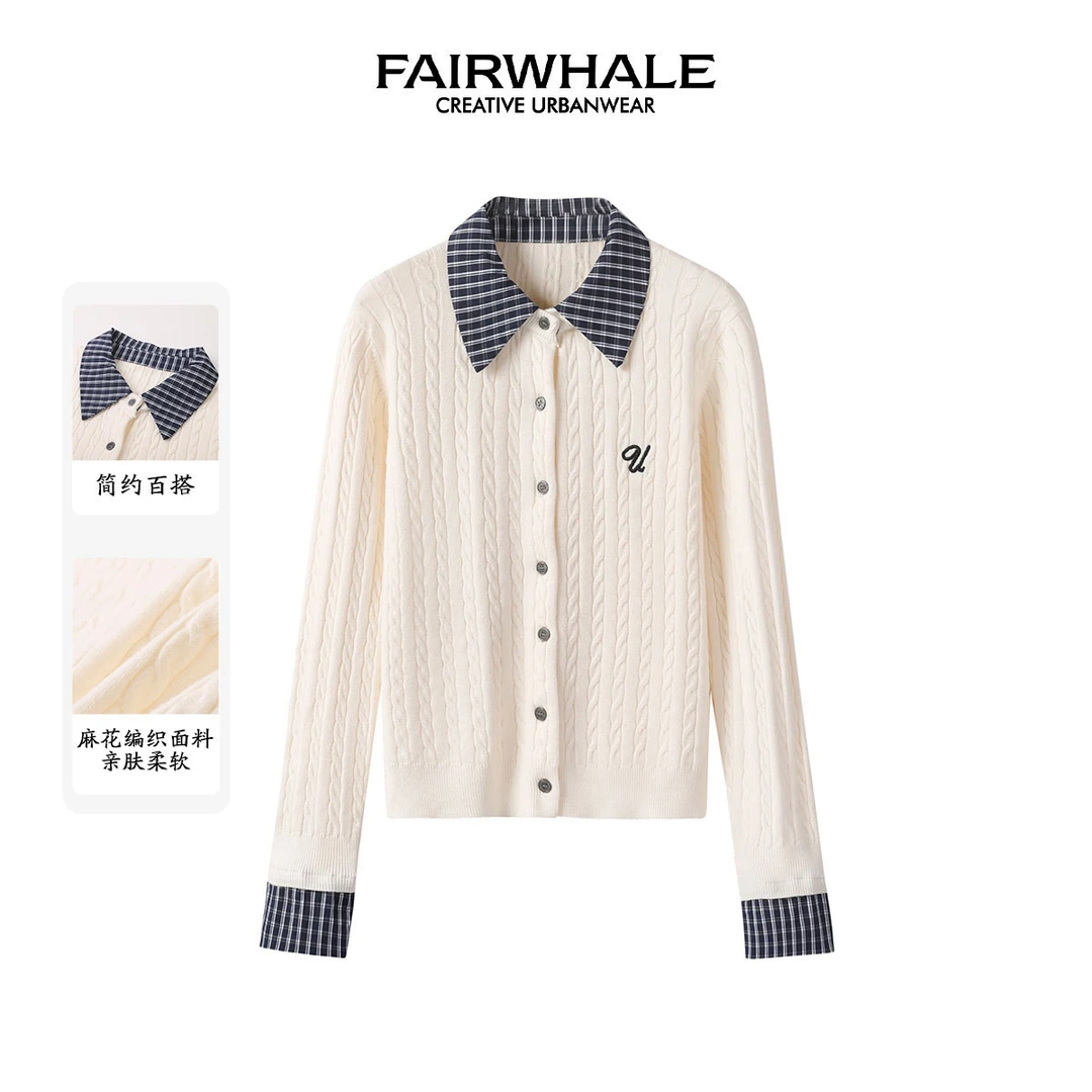 【重百百货】马克华菲女装休闲百搭撞色拼接针织衫F43004A197