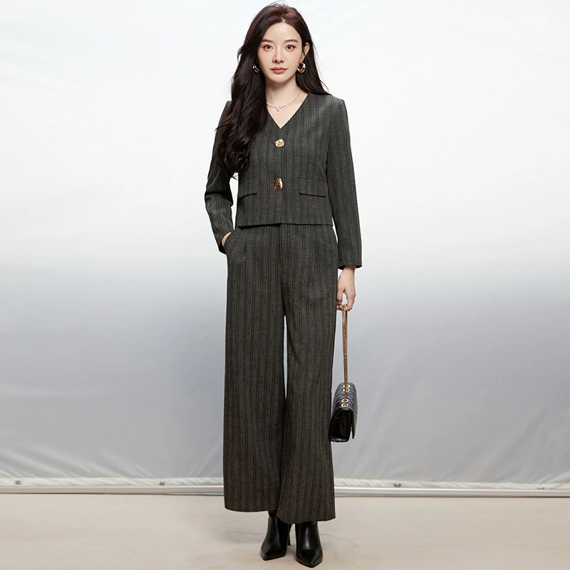 B003单排扣上衣+长裤时尚两件套装女2025秋53GZ0U0003