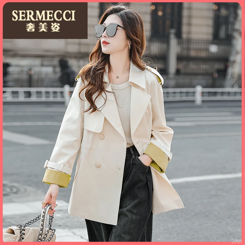2025春秋双排扣风衣外套女中长款新款洋气宽松休闲百搭小个子大衣