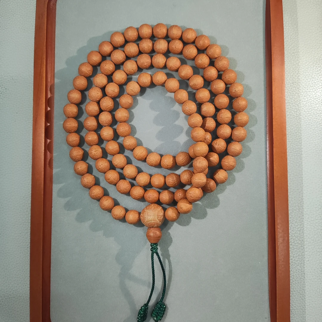 尼泊尔天然凤眼菩提108脖挂高油高密一图一拍11mm