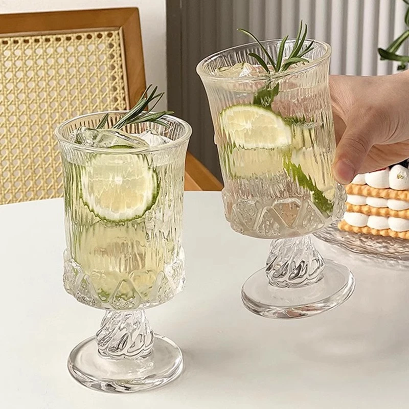 2个法式宫廷风高脚杯小众设计红酒玻璃杯果酒杯威士忌酒杯果汁杯