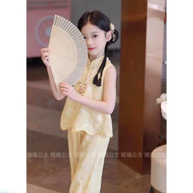 女童夏装套装2025新款洋气时髦儿童国风汉服中式两件套小女孩夏季