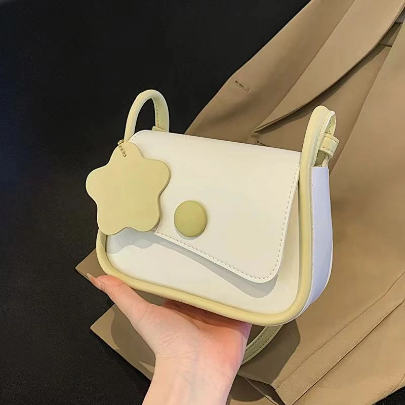 高级质感小众撞色小包包女2025新款潮小清新马卡龙单肩斜挎小方包