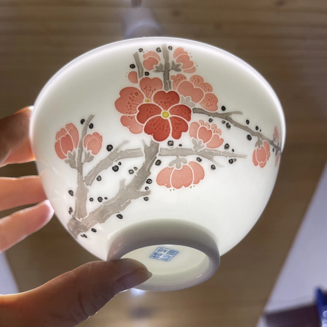 醴陵手绘釉下五彩5寸斗笠饭碗瓷润耐用高档餐具
