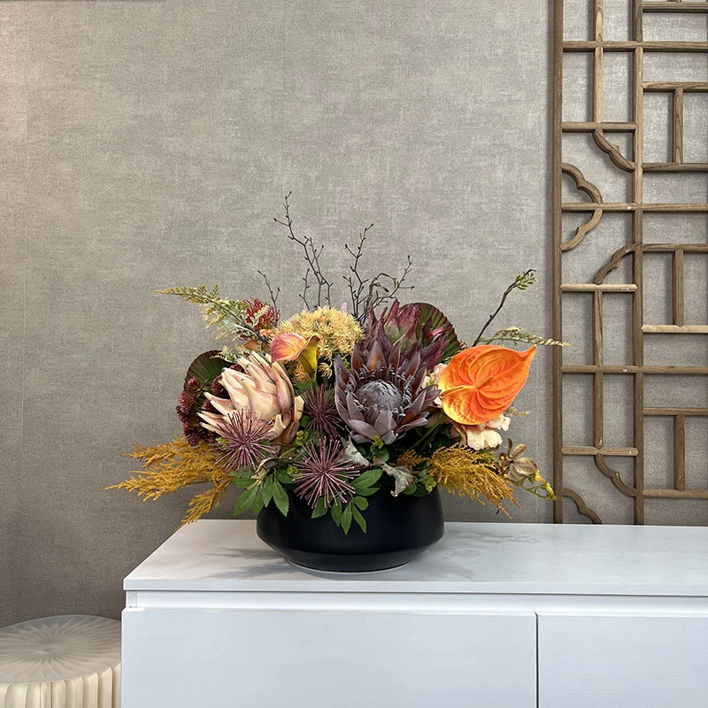 帝缘款花艺 大圆桌餐桌花帝王花仿真花假花摆设花客厅装饰花