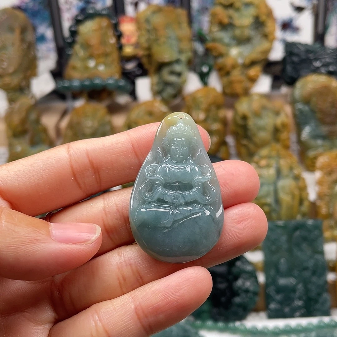 翡翠未镶嵌颈饰天然翡翠a货观音