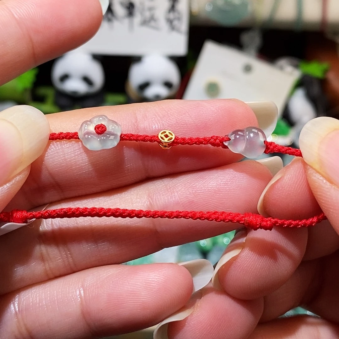 翡翠未镶嵌颈饰高冰葫芦红绳15厘米葫芦有冰丝