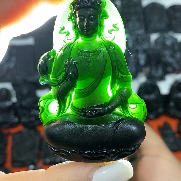 蛇纹石玉未镶嵌颈饰微瑕观音