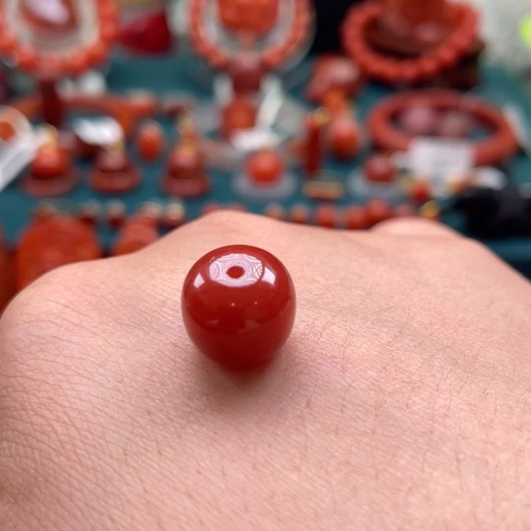 ฅ***.南红玛瑙未镶嵌保山南红老型单珠12+mm