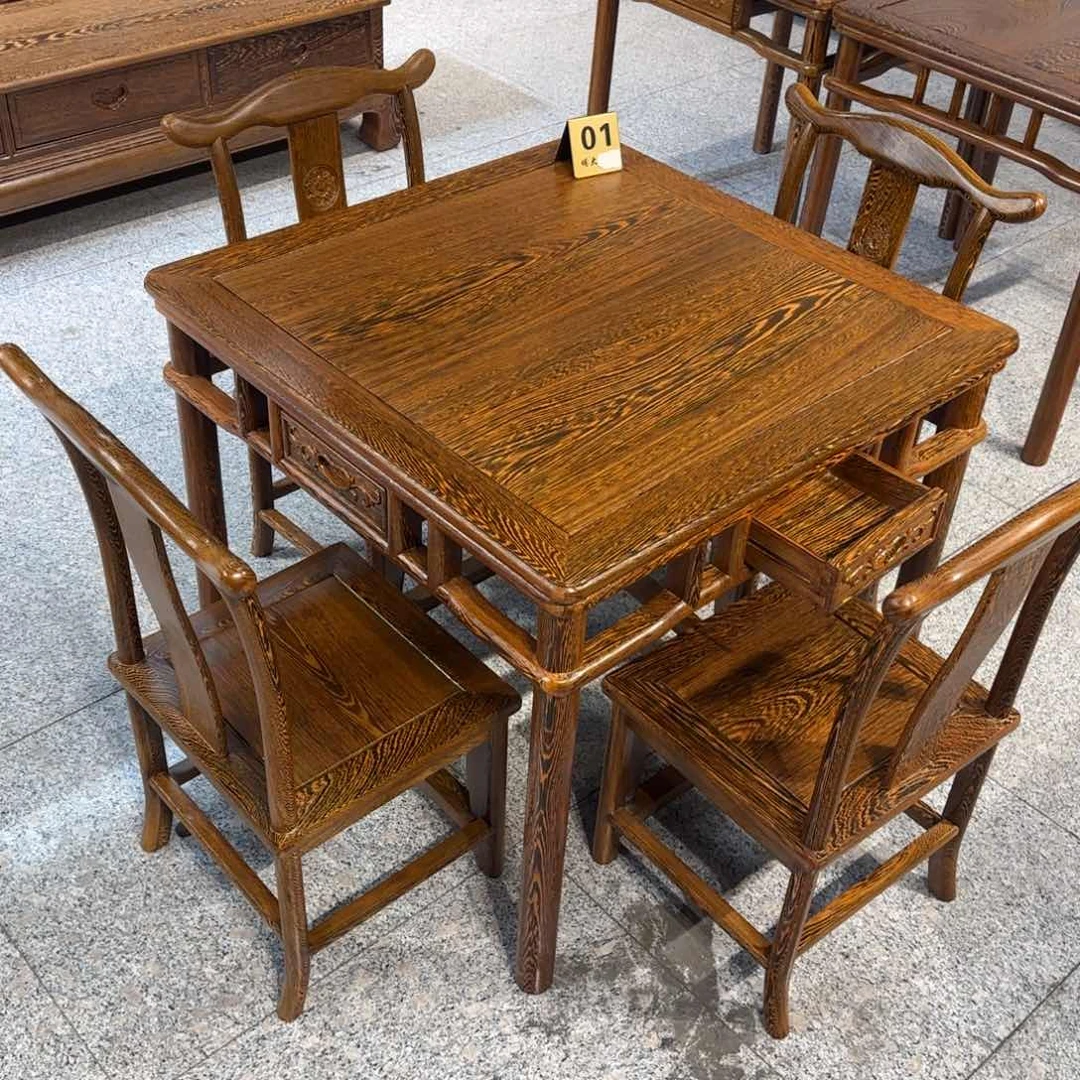 鸡翅木类成套家具78✖️78高68一桌四椅