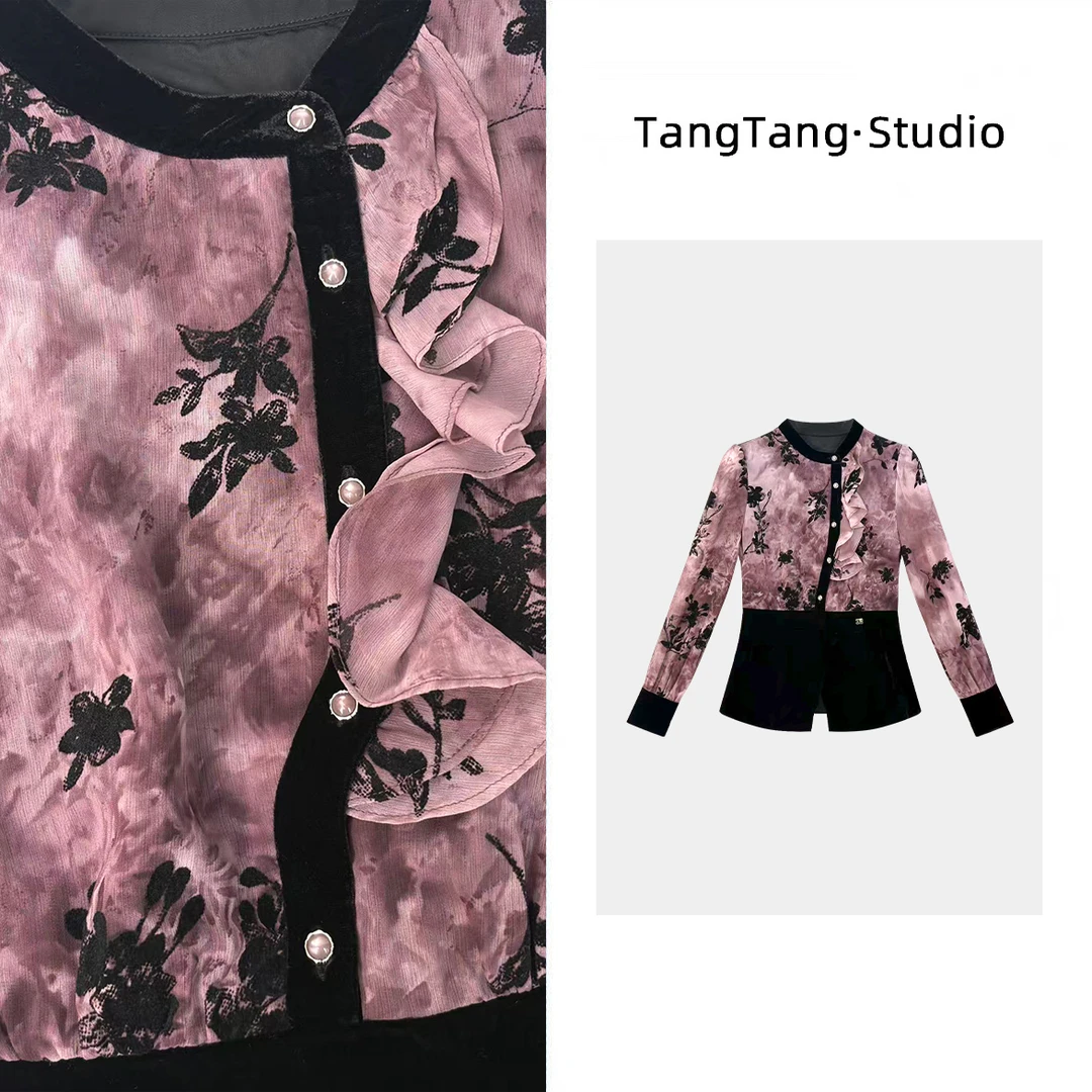 【TangTang·Studio】紫罗兰丝绒百搭时尚显瘦女装上衣-2510589