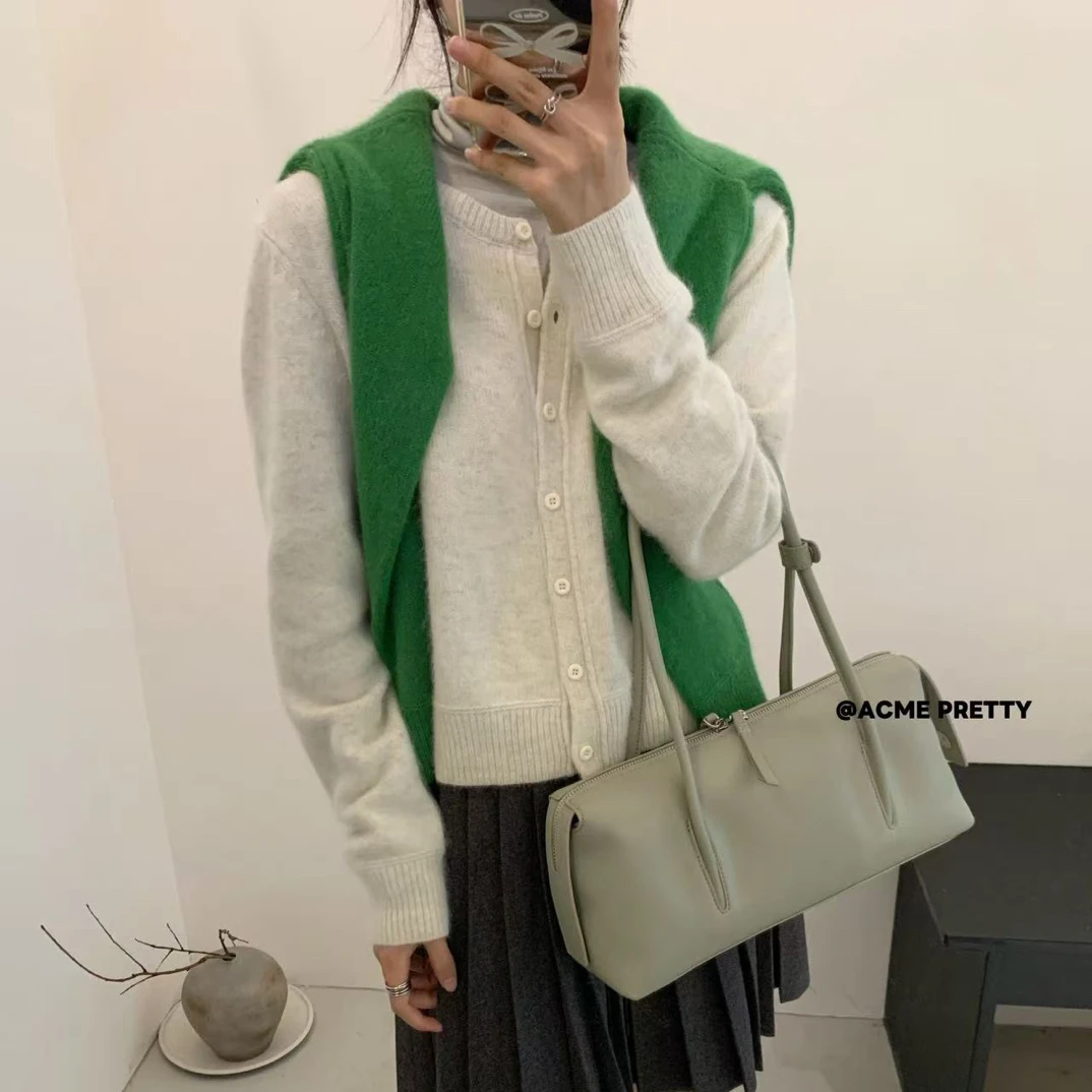 C/A8169 （30浣熊+15羊毛）韩系慵懒随性纯色针织开衫（衣长50左右）