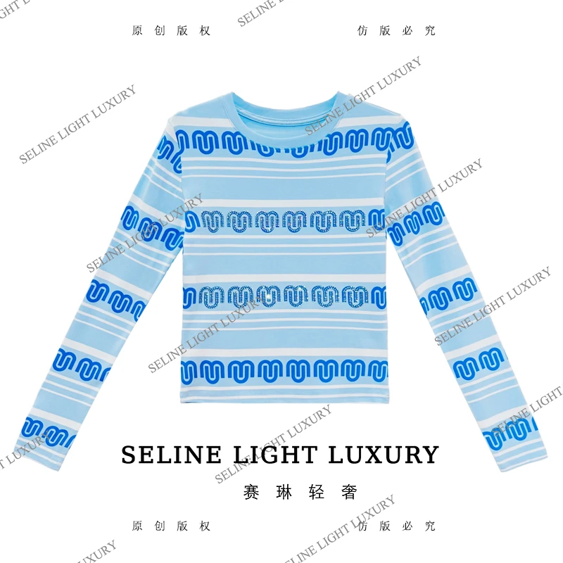 【25Q-699】七 2025 SELINE 新款时尚轻奢气质长袖T恤