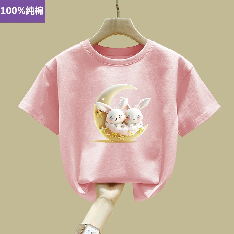 女童短袖t恤2025新款夏季儿童纯棉洋气夏装女孩半袖中大童上衣服
