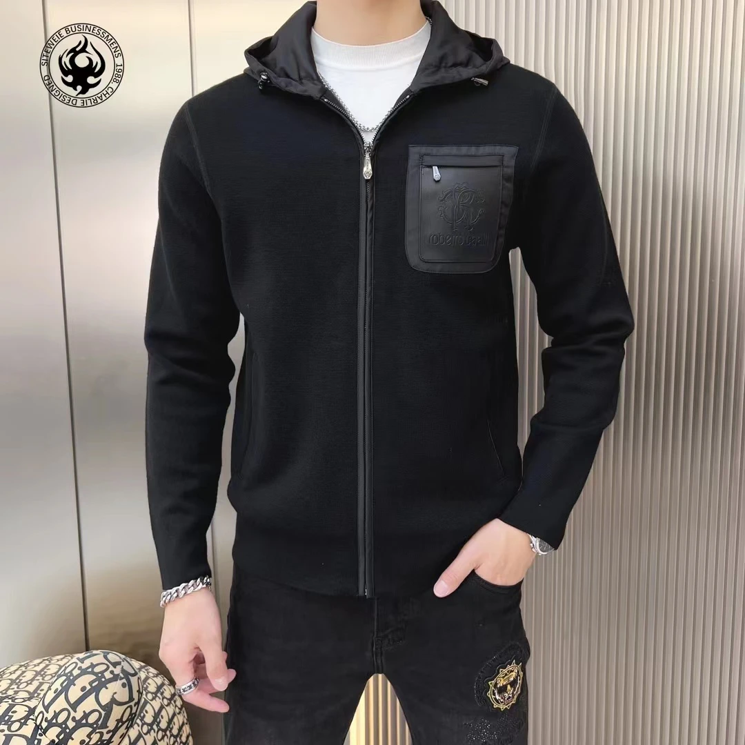 【SITEWEIE】高档欧潮30羊毛春款连帽开衫拉链款保暖轻奢男款66383