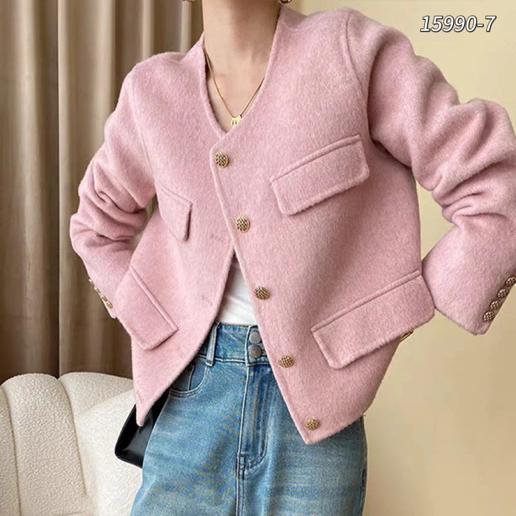 15990-7 WANGDAN 新款韩版轻奢小香风呢外套