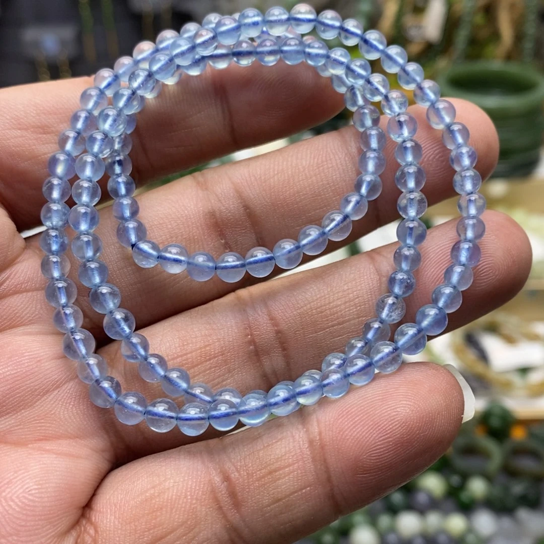 和田玉手链未镶嵌我**羡海蓝宝手链