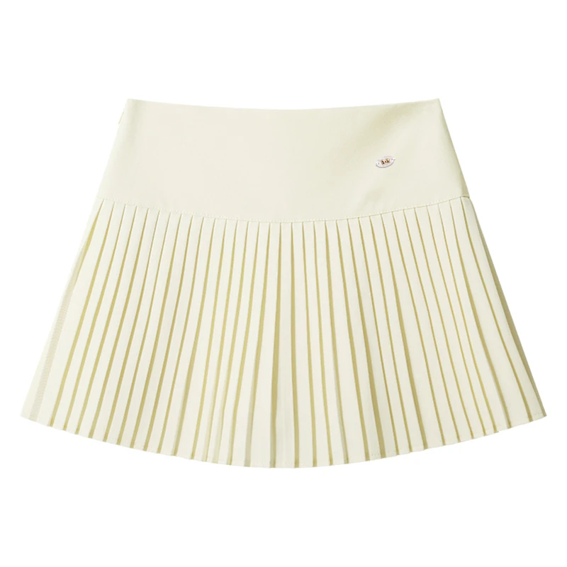 西装百褶裙3D少女风杏色半身裙半裙秋季夏季舒适女士高腰休闲8048