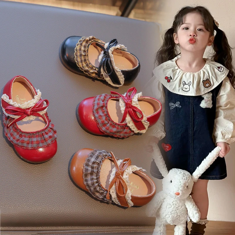 女童公主鞋2025春秋季新款复古玛丽珍儿童单鞋时尚女童皮鞋100