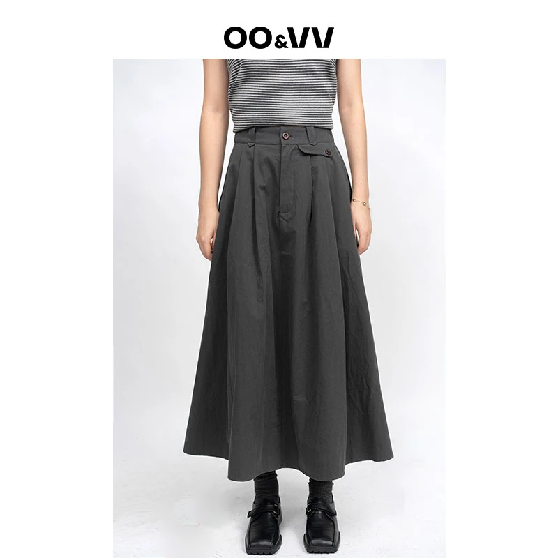OO&VV【典韵漾舞】2025春新款大摆褶皱伞裙女半身裙防走光中长款