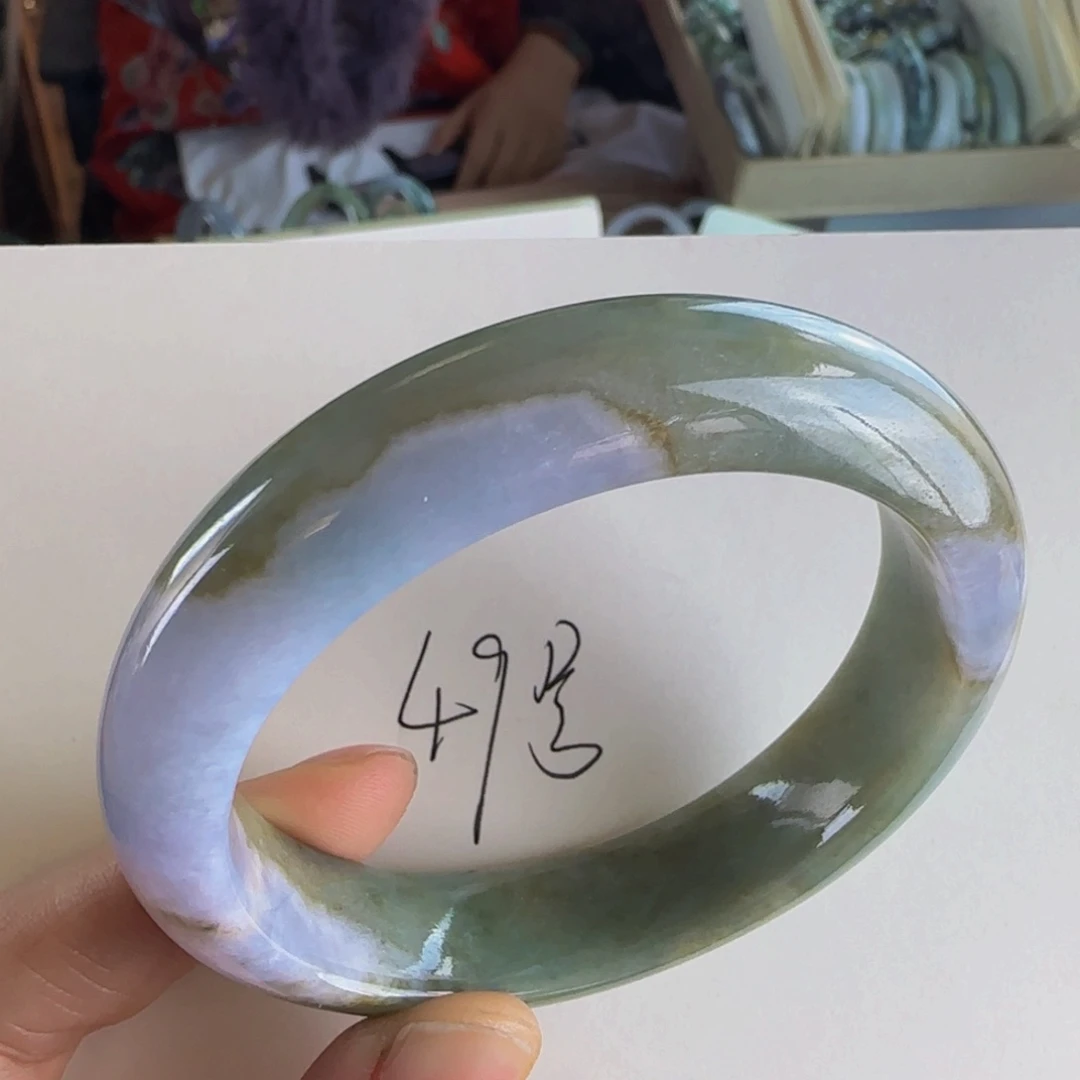 翡翠手镯未镶嵌老坑58圈莫奈油画