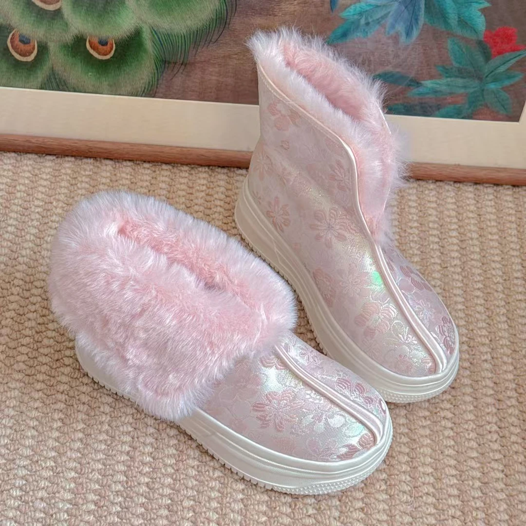 珠光粉棉鞋 保暖 百搭 时尚