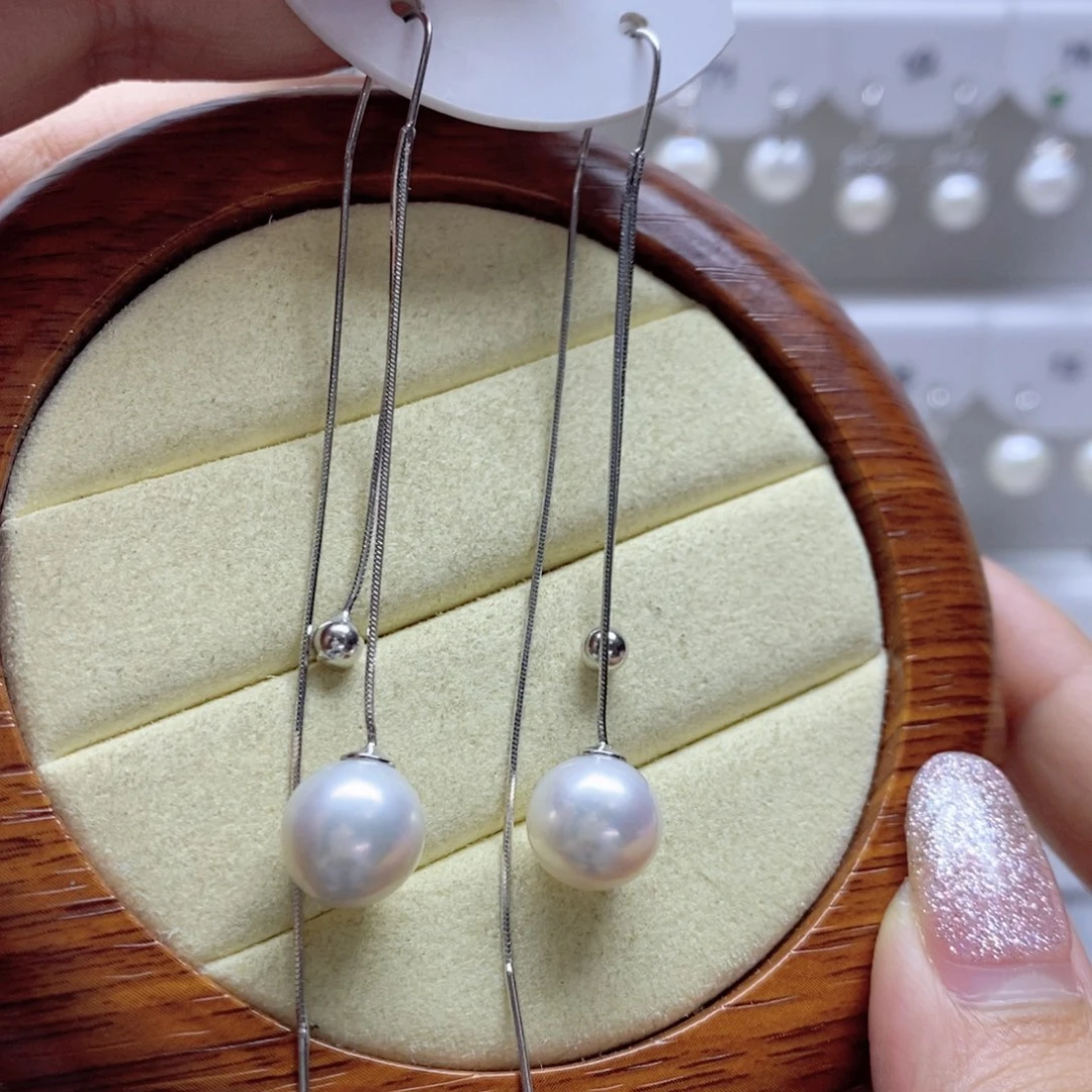 银S925镶嵌淡水珍珠耳饰