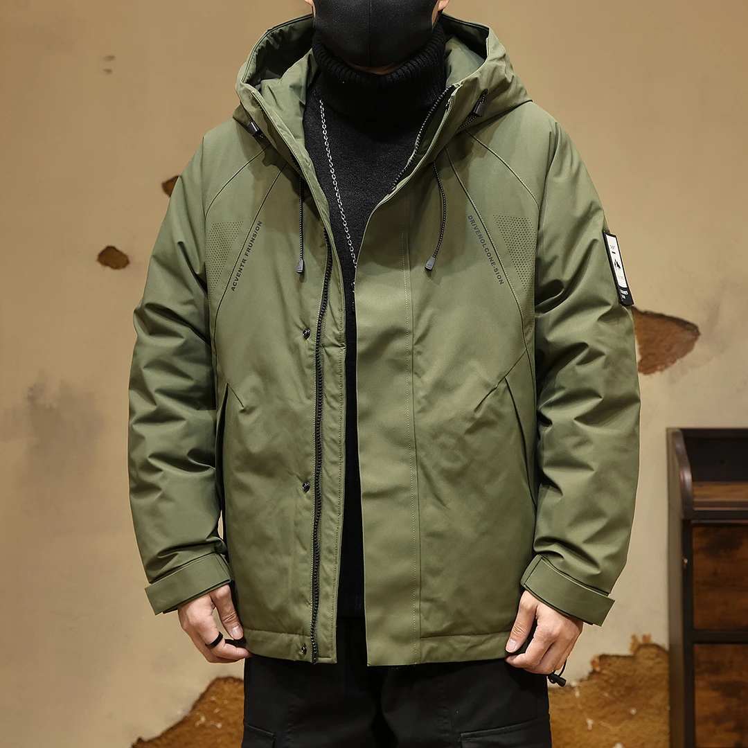 美式高端90%鸭绒工装连帽羽绒服男冬季新款保暖宽松冲锋上衣外套